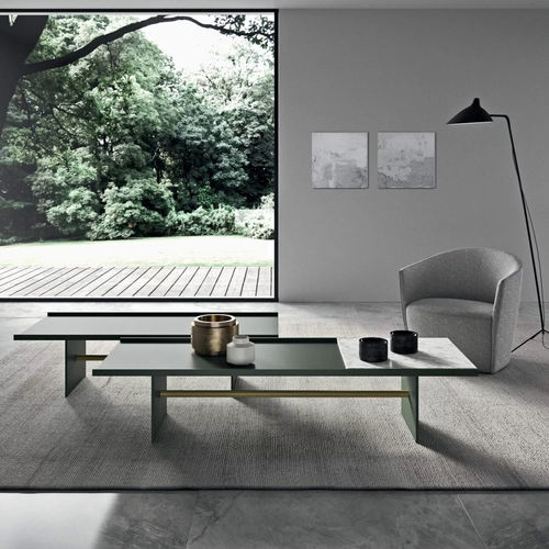 Table basse contemporaine - Irori - Presotto - en verre laqué / en marbre / avec piètement en métal