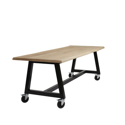 Table contemporaine - BO - Spoinq - en chêne naturel / avec piètement en acier laqué / rectangulaire