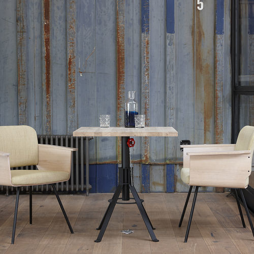 Table bistrot contemporaine - WESSEL - Spoinq - en chêne / en teck / avec piètement en acier