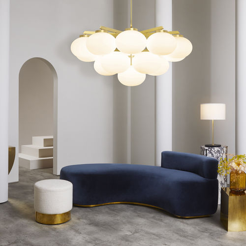 Lustre contemporain - CLOUDESLEY  - cto lighting - en verre opalescent / en laiton / à LED