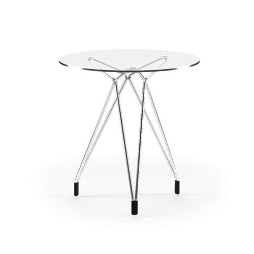 Table d'appoint contemporaine - DIAMOND - Kubikoff - en verre / avec piètement en métal chromé / ronde