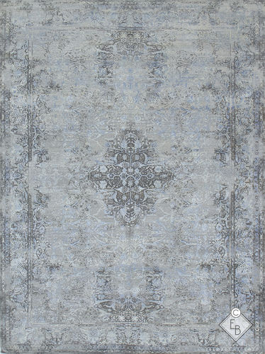 Tapis traditionnel - DARIA GREY BLUE - Edition Bougainville - à motif / en laine / en soie