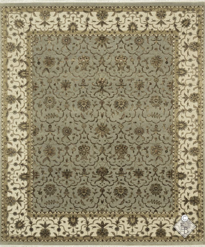 Tapis traditionnel - MARYAM BLUE IVORY - Edition Bougainville - à fleurs / en laine / en soie