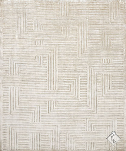 Tapis contemporain - HORNSTULL BEIGE - Edition Bougainville - à rayures / en laine / en soie
