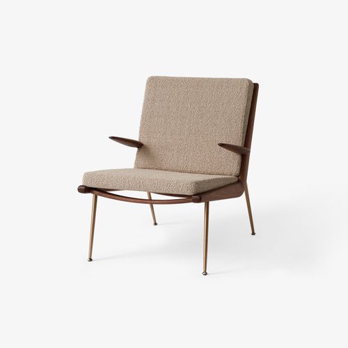 Fauteuil contemporain - BOOMERANG - Andtradition - en tissu / en bois massif / en laiton