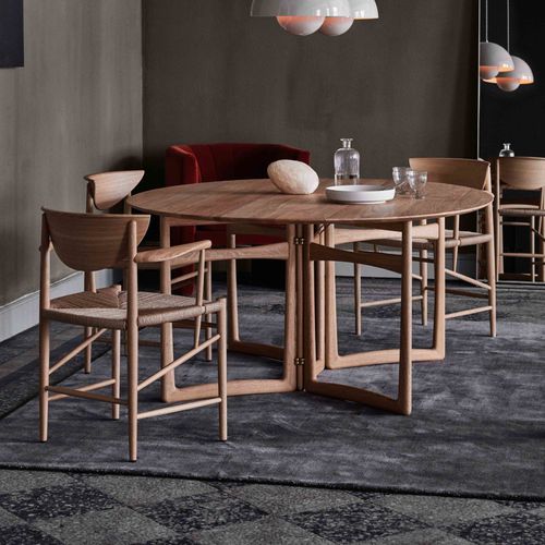 Table contemporaine - DROP LEAF - Andtradition - en bois massif / avec piètement en bois massif / ovale