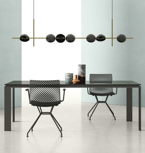 Table contemporaine - ANGOLO  - ZALF spa - en verre / en mélaminé / avec piètement en métal