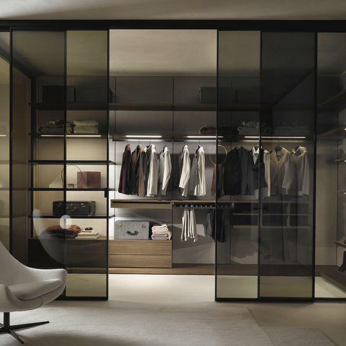 Dressing d'angle - FLEXY SM008 - ZALF spa - contemporain / en noyer / en verre fumé