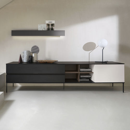 Buffet contemporain - ZALF spa - en métal peint / avec étagère / avec éclairage intégré