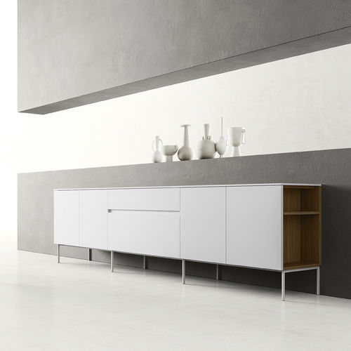 Buffet contemporain - ZALF spa - en noyer / en métal peint / avec étagère