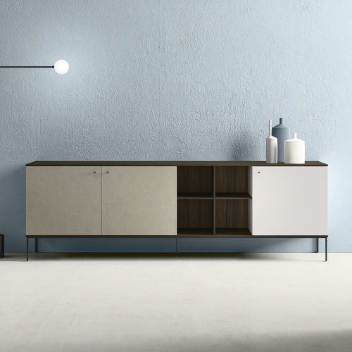 Buffet contemporain - ZALF spa - en métal peint / avec étagère / à portes battantes