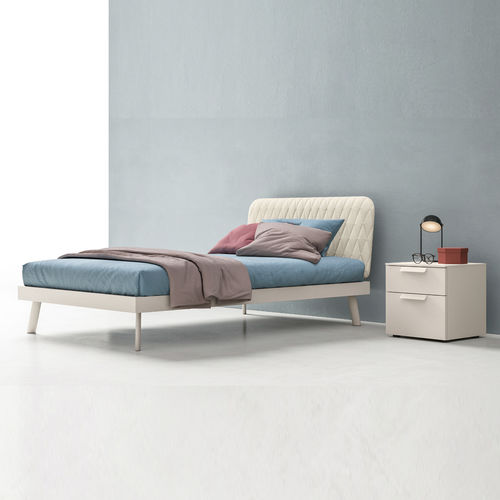 Lit simple - WING - ZALF spa - contemporain / avec tête de lit tapissée / avec tête de lit en cuir