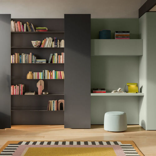 Ensemble mural de salon contemporain - SM2630 - ZALF spa - en mélaminé / avec rangement / avec bureau