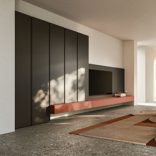 Ensemble mural de salon contemporain - SM2625 - ZALF spa - en mélaminé / en terracotta / en pierre de lave