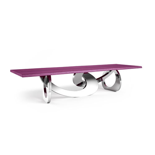 Table à manger contemporaine - BANGLES - LIMITED EDITION OF 15 - Barberini & Gunnell - en bois massif / en amarante / en acier inoxydable poli