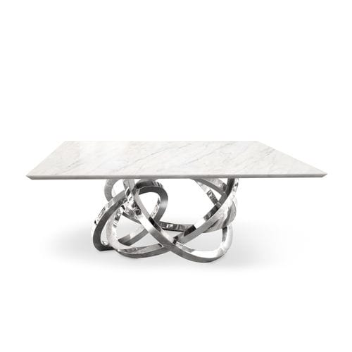 Table à manger contemporaine - PERSEO - Barberini & Gunnell - en acier inoxydable poli / en marbre / carrée