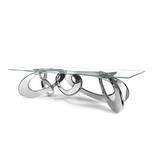 Table à manger design original - CHAINED UP STEEL - LIMITED EDITION OF 10 - Barberini & Gunnell - en verre / en acier inoxydable / rectangulaire