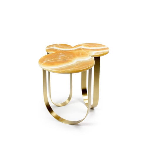 Table d'appoint design original - Cloud - Barberini & Gunnell - en onyx / avec piètement en laiton brossé / sur mesure