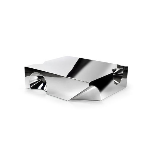 Table basse design original - Get Lost! - Barberini & Gunnell - en acier inoxydable poli / avec piètement en acier inoxydable / rectangulaire