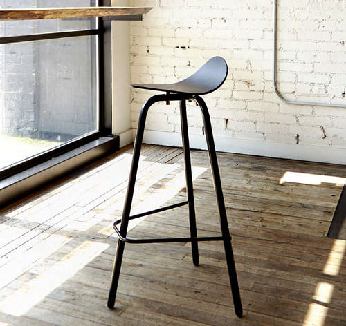 Tabouret de bar contemporain - BKS-S - Castor - avec piètement en acier / avec piètement en laiton / noir