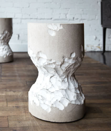 Tabouret contemporain - CS-1 - Castor - avec piètement en pierre calcaire / blanc
