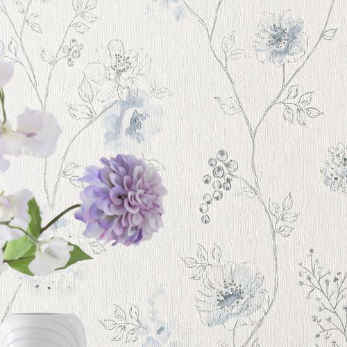 Papier peint contemporain - AMÉLIE - Rasch - en tissu / à motif floral / à motif nature