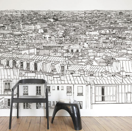 Papier peint contemporain - Papier peint Vue de Paris Opéra Grand Palais Panoramique - Ohmywall - panoramique / motif urbain / scène