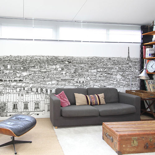 Papier peint contemporain - Papier peint Vue de Paris Montparnasse Tour Eiffel Big Panor - Ohmywall - panoramique / motif urbain / scène