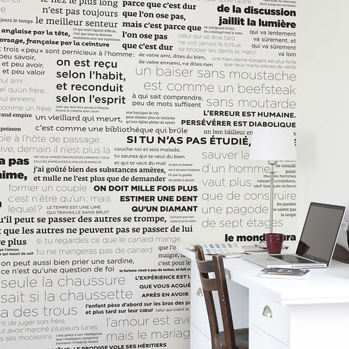 Papier peint contemporain - Papier peint PROVERBES en Noir et Blanc Panoramique - Ohmywall - panoramique / aspect papier peint / blanc