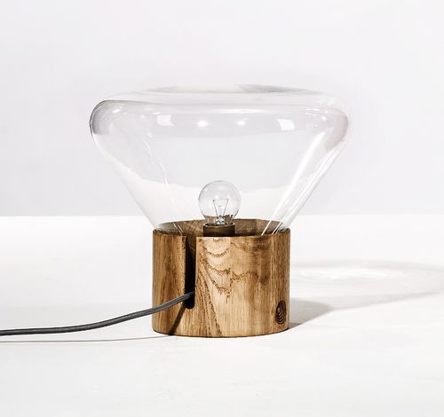 Lampe de table - MUFFINS - BROKIS - en chêne / en verre / en verre soufflé