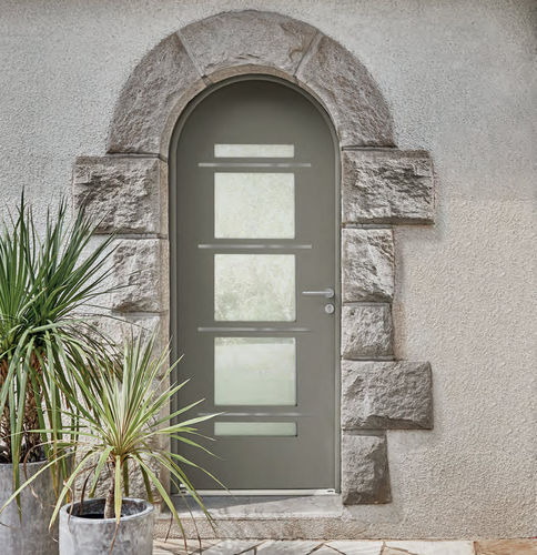 Porte d'entrée - VOLT DUO - ZILTEN - en bois / en aluminium / battante