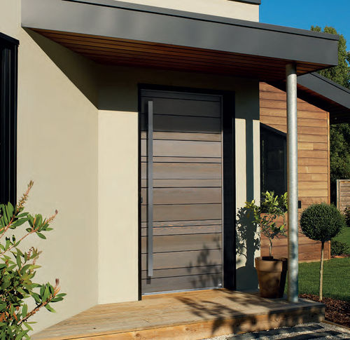 Porte d'entrée - NATIV 3 - ZILTEN - en bois massif / battante / contemporaine