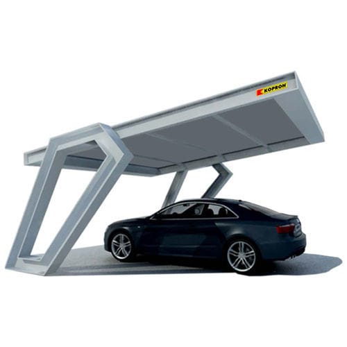 Abri de voiture pour parking - K-LAMBO - KOPRON - avec panneau solaire / en tôle