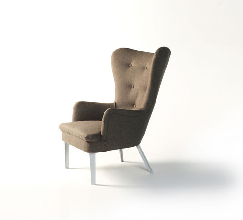 Fauteuil classique - THE DA1 - Race Furniture - en tissu / à oreilles / marron