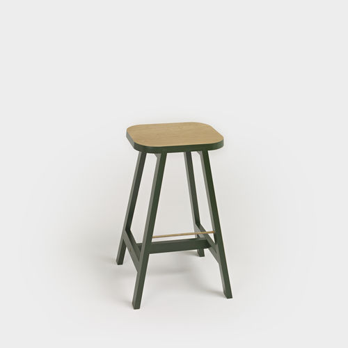 Tabouret de bar contemporain - Three - ANOTHER COUNTRY - en hêtre / en bois huilé / avec piètement en bois laqué