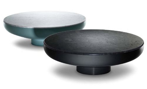 Table basse contemporaine - TAMBOR - SE LONDON - en marbre / en acier laqué / ronde