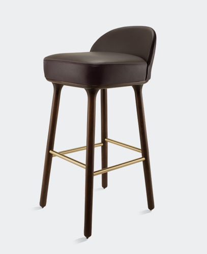 Tabouret de bar contemporain - BEETLEY - SE LONDON - avec piètement en chêne / avec piètement en noyer / tapissé