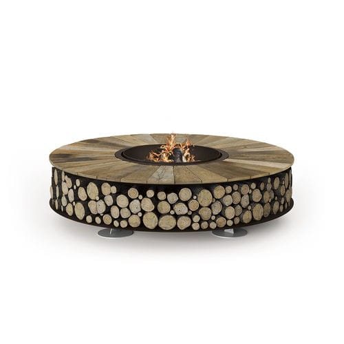Brasero de jardin à bois - Zero  - Ak47 Design - en bois / en acier corten / rond