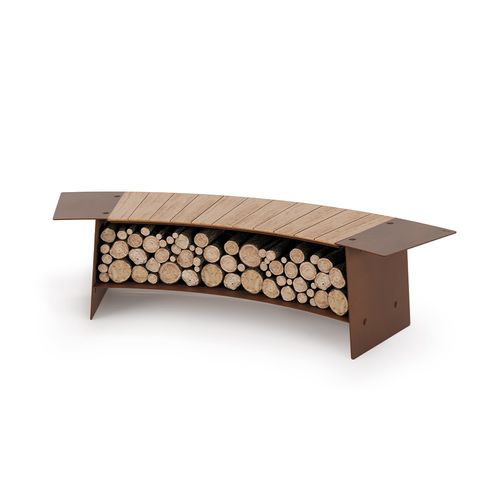 Banc de jardin contemporain - Tobia - Ak47 Design - en teck / en châtaignier / en acier COR-TEN®