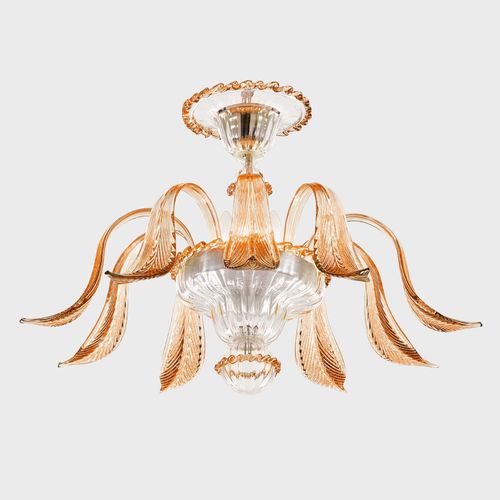 Plafonnier contemporain - AFRODITE WITH LEAVES - Sogni di Cristallo - en verre de Murano / à LED / fait main