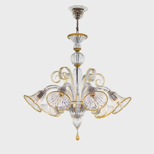 Lustre classique - ERMES    - Sogni di Cristallo - en verre de Murano / en verre soufflé / 6 ampoules
