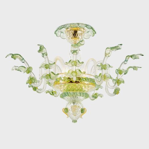 Plafonnier classique - APOLLO DEI DOGI WITH LEAVES - Sogni di Cristallo - en verre de Murano / à LED / fait main