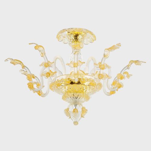 Plafonnier classique - GOLD APOLLO WITH LEAVES - Sogni di Cristallo - en verre soufflé / en verre de Murano / à LED
