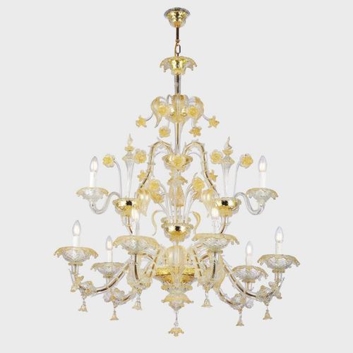 Lustre classique - CA' REZZONICO GOLD  - Sogni di Cristallo - en verre de Murano / 6 ampoules / 8 ampoules