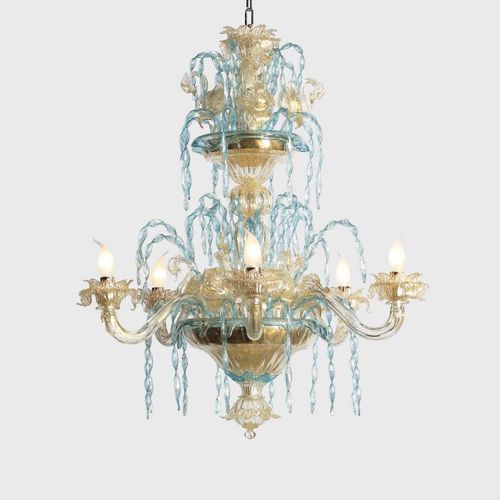 Lustre classique - CYGNUS - Sogni di Cristallo - en verre de Murano / en verre soufflé / 6 ampoules