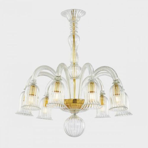 Lustre classique - LAETITIA - Sogni di Cristallo - en verre de Murano / en verre soufflé / 6 ampoules