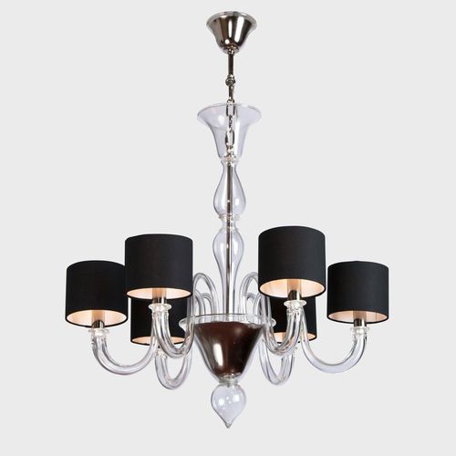 Lustre contemporain - CHANDAL - Sogni di Cristallo - en verre de Murano / en tissu / 6 ampoules