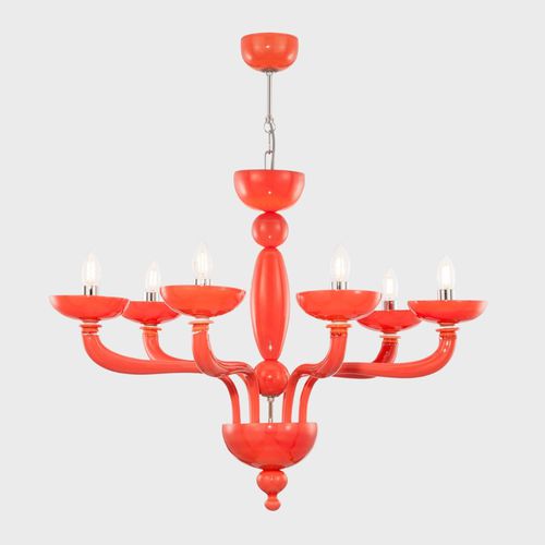 Lustre contemporain - BOREALIS LIVING CORAL UPWARD  - Sogni di Cristallo - en verre de Murano / 6 ampoules / 8 ampoules