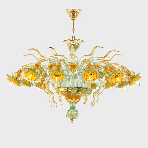 Plafonnier classique - VAN GOGH GIRASOLI DELUXE - Sogni di Cristallo - rond / en verre soufflé / en verre de Murano