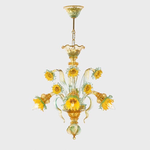 Lustre classique - VAN GOGH GIRASOLI MIGNON - Sogni di Cristallo - en verre soufflé / 3 ampoules / professionnel